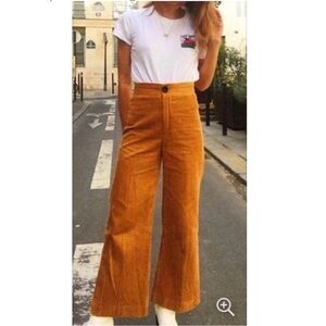 Zara 70s Retro Fall Russet Corduroy Wide-Leg Pants
